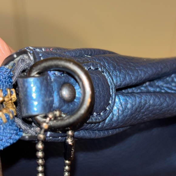 Coach Carrie Blue metallic Pebbled Leather
Chain Crossbody Shoulder Bag - Picture 11 of 12